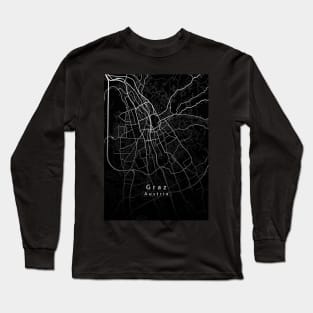 Graz Austria City Map dark Long Sleeve T-Shirt